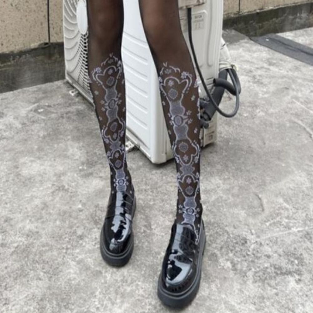 2/$20 Brand New Black Stocking Tights Socks "Tattoo" Graphic